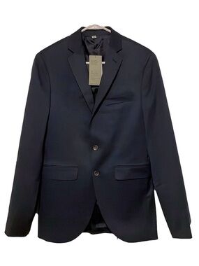 GOODFELLOW Stretch Wool Blend Slim Fit Suit Jacket, Men’s 34L, Navy Blue